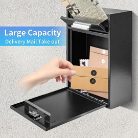 xhlokk Combination Lock Wall-Mount Mailbox, Morden Metal Mailboxes for Outside, Security Drop Box with Lock, Large Capacity Mounted Mailbox, Heavy Duty Thickened Mailbox