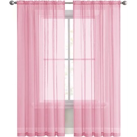 SpaceDresser - Paneles de cortina de gasa transparente con bolsillo para barra de tratamiento de ventana para cocina, recámara, sala de estar, cortinas de filtrado de luz solar, decoración semi del