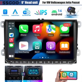 ESSGOO Fits VW Volkswagen Jetta Passat 9" Android 14 Apple Carplay Car Stereo Radio GPS