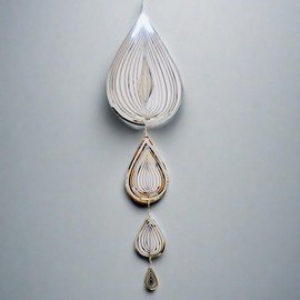 WENJINE Wind Spinner, Water Drop Round Square Design,Bird Scare, Patio, Indoor/Outdoor Yard and Garden Room Decoration (Water Drop)