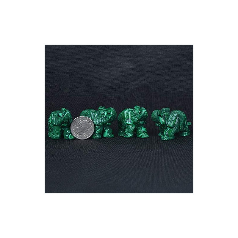 Justinstones Synthetic Malachite Carved Elephant Crystal Animal Totem Spirit Stone