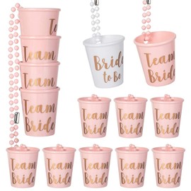 Shot Glasses with Chain, Pack of 14 Shot Glasses for Hanging, Team Bride and Bachelorette Party Cups, Jga Shot Glasses, Bachelorette Women's Necklace for Hen Party, Bachelorette, Bridal Shower,