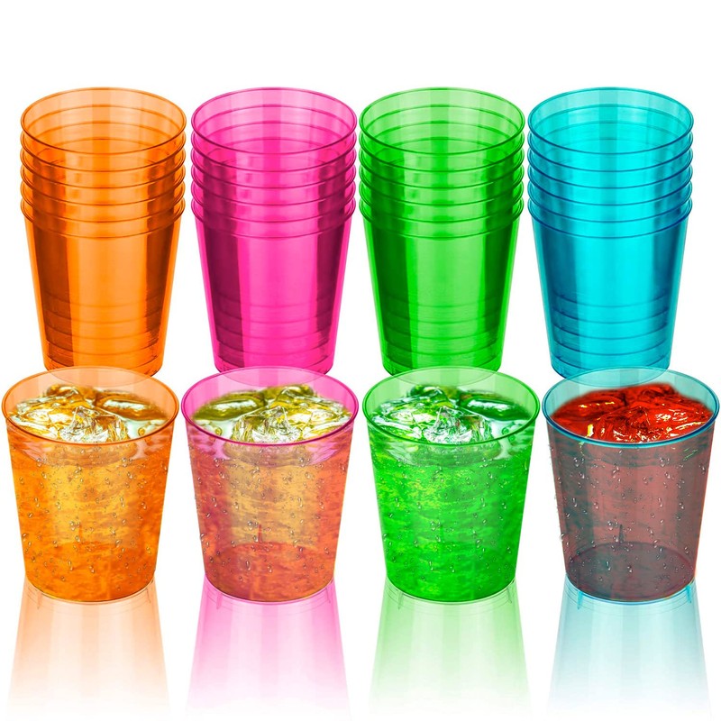DecorRack 2 Oz Neon Shot Glasses, Plastic Shot Cup, Disposable