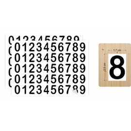GOYAPRINT 100 Number Stickers 25mm 0 to 9 Number Plates Lockers Hotel Room Office White Background Black Numbers 17x25mm