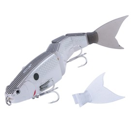 Goture Joint Lure 105g/24cm White Interchangeable Soft Tail Low Speed S-Shape Possible Authentic-Looking 5-Joint Design Sea Fishing River Fishing Bass Fishing Triple Hook Attached Sea Bass Rockfish