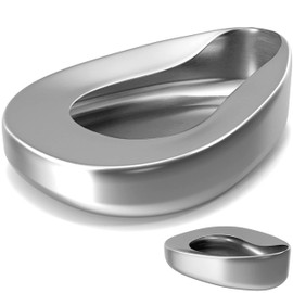 VISION TEK MED High Polished Stainless Steel Heavy-Duty Bed Pans, Bedpans for Bed Bound Patient, Spill Proof Bed Pans for Elderly Females, Easy to Wash to Elderly Patient
