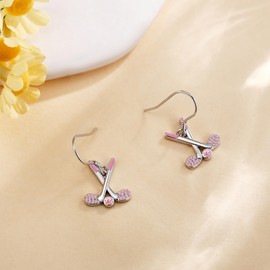 AXOMY Golf Earrings 925 Sterling Silver Pink Golf Dangle Earrings Golf Sports Jewelry Gift for Women Golf Players