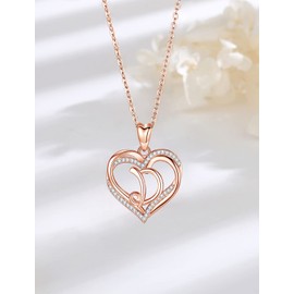 INFUSEU Initial Necklaces for Women Letter D Pendant Rose Gold Jewelry Unique Birthday Gifts for Her