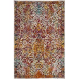 SAFAVIEH Crystal Collection CRS505A Boho Chic Oriental Distressed Non-Shedding Living Room Bedroom Area Rug, 5' x 8', Light Blue / Orange