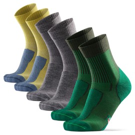 DANISH ENDURANCE Merino Wool Light Socks (Multicolor (1 x Grey, 1 x Green, 1 x Yellow) 3 Pairs, US Women 5-7 // US Men 3.5-6)