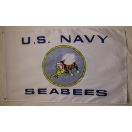U.S. Navy Seabees White 3' X 5' Construction Engineers Indoor Outdoor Banner
