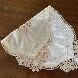 Mausouca Retro French Oval Doilies, Elegant velvet placemats Vase mats Embroidery Dresser Scarf, 55 x 35 cm (champagne)