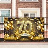 Nuxovilar 70th Birthday Banner Black Gold - Glittery Milestone Backdrop,