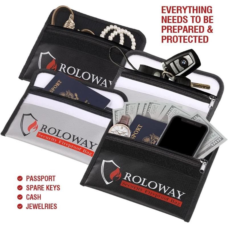 ROLOWAY Small Fireproof Bag (8 x 5 inches) Organiser -