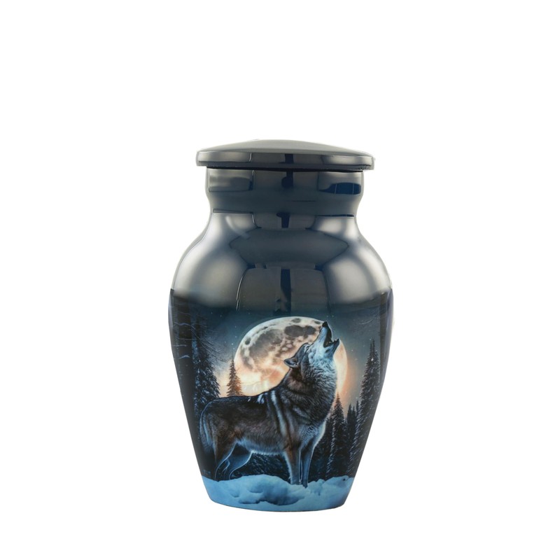 AWESOME MEMORIES Midnight Wolves Handcrafted Keepsake Urn - 2 Mini