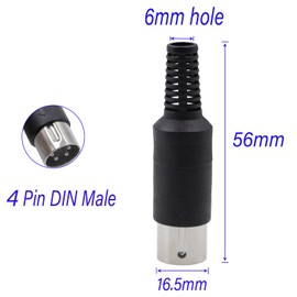 SHUKEFER 4 Pin DIN Connector 2PCS 4 Pin DIN Male Plug + 2PCS 4 Pin din Female Plug Soldering Connector for Audio Video AV MIDI Cable Adapter Keyboard