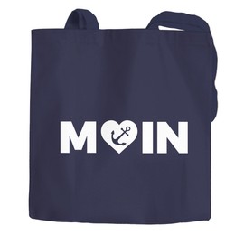 MoonWorks Moin Love Jute Bag Heart with Anchor Cotton Bag Fabric Bag Carry Bag Cotton Bag Fabric Bag Navy 2 Long Handles, Moin Anchor Heart Navy