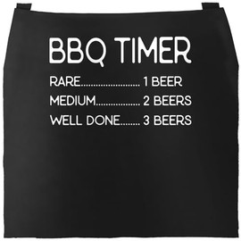 MoonWorks® BBQ Apron for Men with Saying "Hier grillt der Chef persönlich" [German Language] Hipster Grilling, Cotton Apron, Kitchen Apron, BBQ timer black