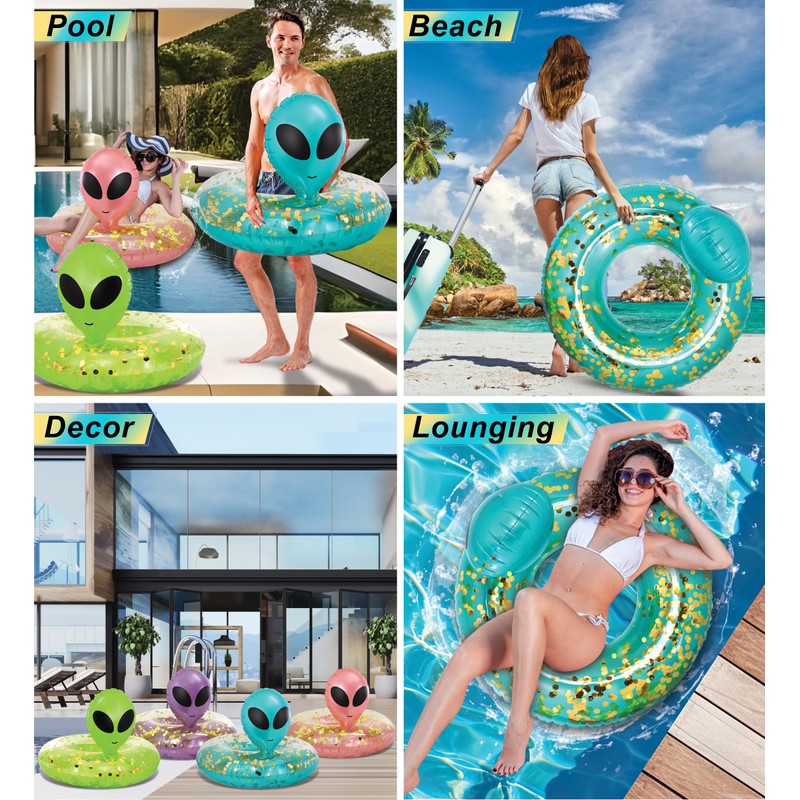 POZA Inflatable Alien Pool Float Tube - Heavy Duty Vinyl