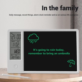 9.5 Inches Desktop Calendar with Clock Date Display, Electronic LCD Writing Tablet, Time Date Temp Humidity Alarm, Office Home Portable Board, for Business Office Home (White)