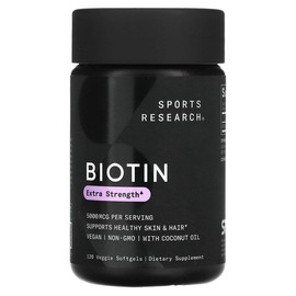 Biotin 5000mcg veggie softgels with coconut oil, 120 tablets / 코코넛 오일 함유 비오틴 5000mcg 베지 소프트젤 120정