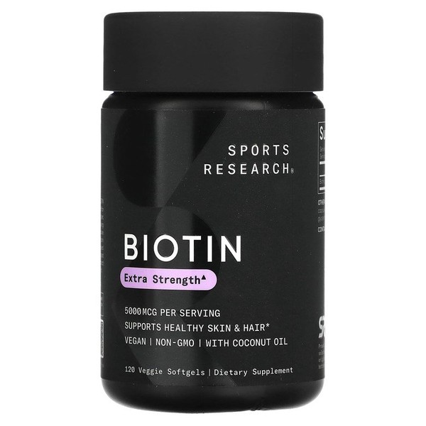 Biotin 5000mcg veggie softgels with coconut oil, 120 tablets /