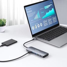 USB C Hub, Acodot USB C Adapter with 4K HDMI Output, PD 100W, 3 USB 3.0 Ports and 2 USB 2.0 Ports, SD/TF Card Reader, Compatible with MacBook Pro/Air, Laptop and More Type C Devices