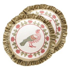 bilin gaier Throw Pillow Covers Pack of 2,Brown Cozy Velvet Farmhouse with Bird and Floral Pattern Pillowcases,Decoration Round Pillows Cushion Covers for Couch Sofa Bed Car Chair,Diameter 16"