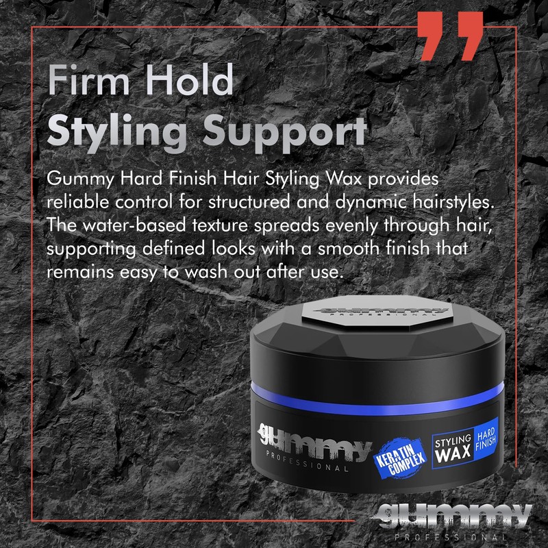 Gummy Professional Hard Finish Hair Wax - Maximum Hold Styling