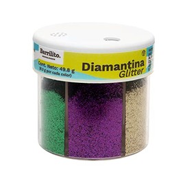 Barrilito 8041DYA Diamantina en aplicador tipo salero, surtido en 6 colores brillantes.