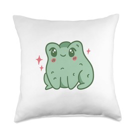 Frosch Amphibien, Comic Geschenke, lustige Sprüche Cute Frog with Stars Comic for Men Women Children Throw Pillow, 18x18, Multicolor