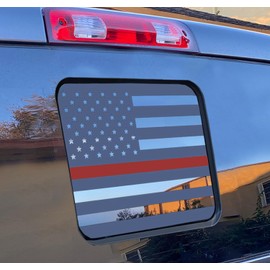 Xinghe for Ford F150 F250 F350 2015-2023, Rear Middle Window American Flag Decals, Matte Black USA Flag Decal for Truck Back Window, for Ford Raptor 2015-2023 Accessories (Redline)