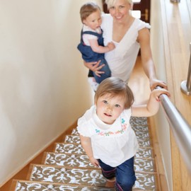 SUSSEXHOME Carpet Stair Treads for Wooden Steps - Indoor Staircase Step Treads with Thick Carpet & Pattern Design - Self Adhesive Safety Treads to Prevent Slipping - Pet & Kid-Friendly - 15-Pack