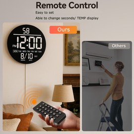 JALL 10" Large Digital Wall Clock with Seconds, Alarm Countdown Timer, Big LED Display, RGB Color, DST, Temperature, Mounted for Bedroom Living Room Office Classroom Gym, Xmas Birthday Gift, Green