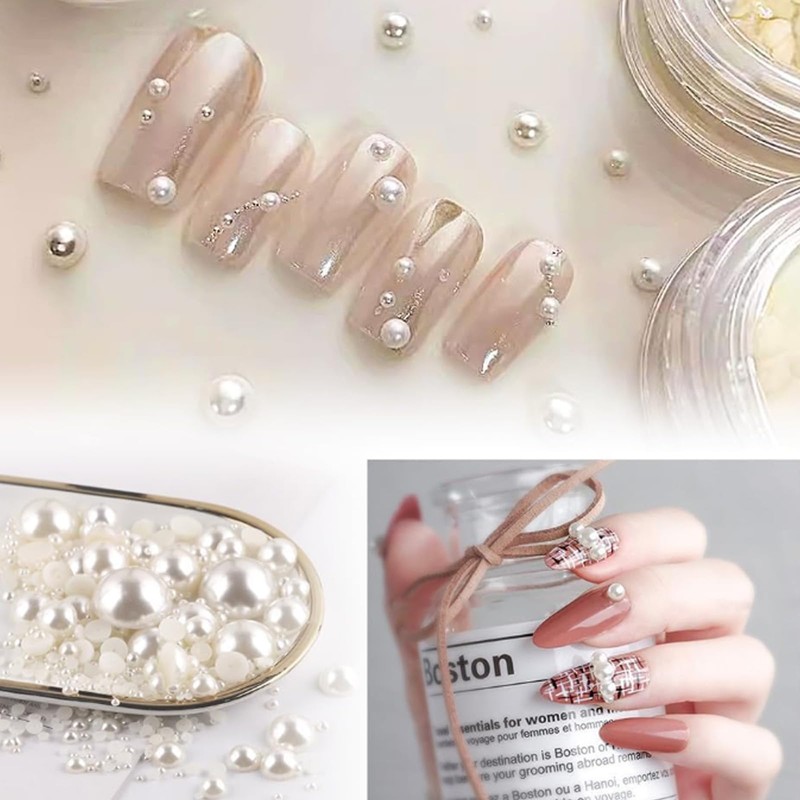 Assorted Pack Pearls Half Circle White 4 Sizes 0.08 inch