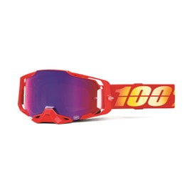 100% ARMEGA Goggles - Eyewear for Dirt Bikes, Motocross, Motorcycle, & Bike Sports - Durable Mountain Biking Goggles - Nuketown, Mirror Red/Blue Lens