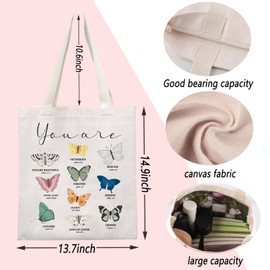 Butterfly Bible Verse Tote Bag Christian Gift Bible Verse Prayer Scripture Shopping Bag Religious Inspirational Gift (Butterfly)