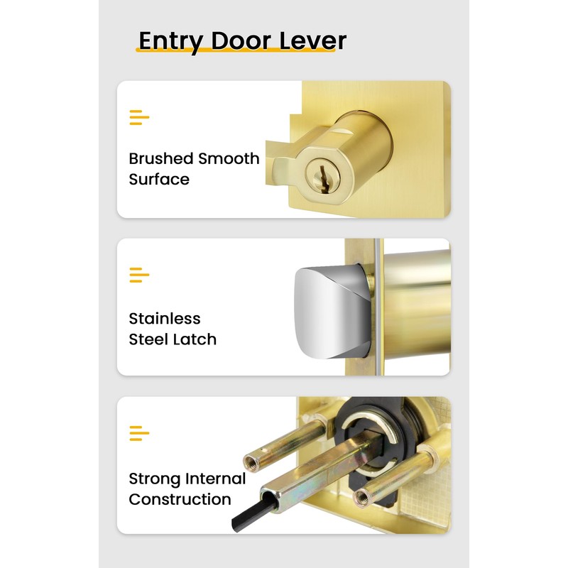 Goldenwarm Gold Exterior Door Lock Set with Deadbolt, Zinc Alloy