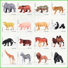 Realistic Giant Jungle Animal Toy Set -16 Plastic African Wildlife Toys, Suitable for 3-5 Year Old Children, Perfect for Parties