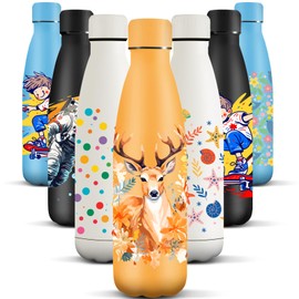 HoneyHolly Stainless Steel Water Bottle, 500 ml, BPA-Free, Thermos Flask, Double-Walled, Water Bottle, Stainless Steel, Leak-Proof, 18/8 Stainless Steel, Thermos Flask for Sports, Camping,