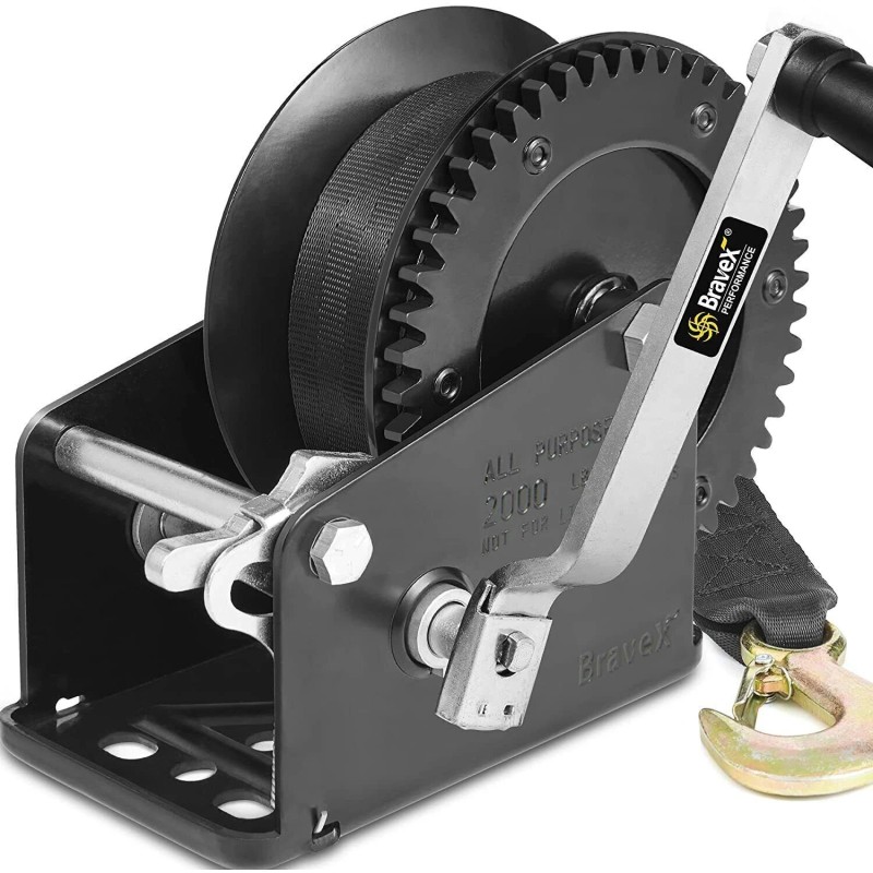 Bravex 2000lbs Capacity Heavy Duty Boat Trailer Winch Crank Strap