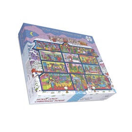 Holly Jolly Christmas House 1000 Piece Jigsaw Puzzle – Festive Holiday Scene with Chaos, Costumes, Santa & Carolers – Fun Family Puzzle for Adults – Finished Size 66 x 50 cm