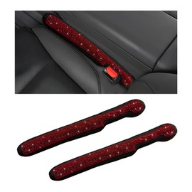 Gasedin 2 PCS Bling Car Seat Gap Filler, Soft Foam Seat Side Gap Filler with Sparkling Crystal Rhinestone, Gap Stopper Filler for Cars, Trucks, SUVs, Universal Car Accessories (Red)