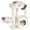 Heybly Cat Tree, Wooden Cat Tower with 3 Scratching Posts,
