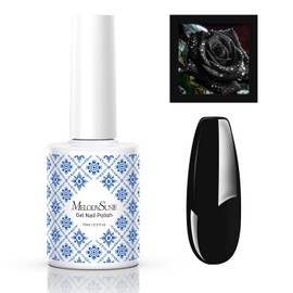 MelodySusie Fleurwee Plant-based Gel Nail Polish, Hema Free, 21 Non-Toxic, Soak off UV Black P03, Long Lasting No Chip, Color 2024 Fingernail Toe Nail Polish, Nail Art Salon Manicure at Home 0.5 Fl Oz