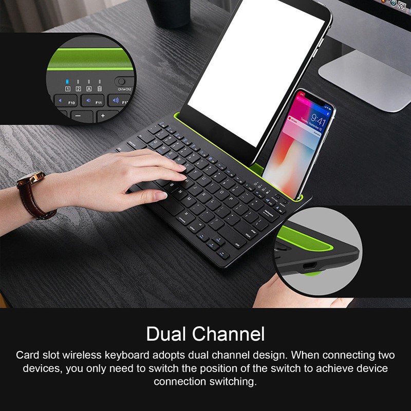 Card Slot Wireless Keyboard 78 Keys Dual Channel Sensitive Light