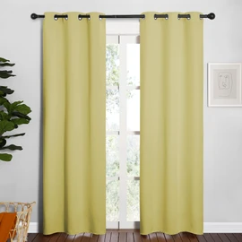 NICETOWN NICETOWN Window Curtain Panels, Thermal Insulated Solid Grommet Blackout Draperies/Drapes for Basement (Paler Yellow, 1 Pair, 34 by 84-inch)