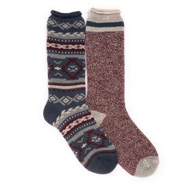 MUK LUKS Men's 2 Pk Heat Retainer Socks, Multi, OS