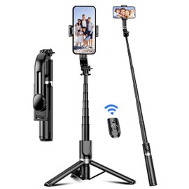 41'' Selfie Stick Tripod, Extendable Portable 4 in 1 Aluminum Phone Tripod with Wireless Remote 360° Rotation Travel Smartphone Tripods Stand Compatible with iPhone 17/16/15/14/Android (Black)