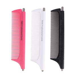Minkissy Hair Teasing Brush 3 Pcs Rat Tail Comb Steel Pin Rat Tail Carbon Fiber Heat Resistant Teasing Combs Retractable Pintail Combs for Salon Hair Stylist White Black Red Hair Metal